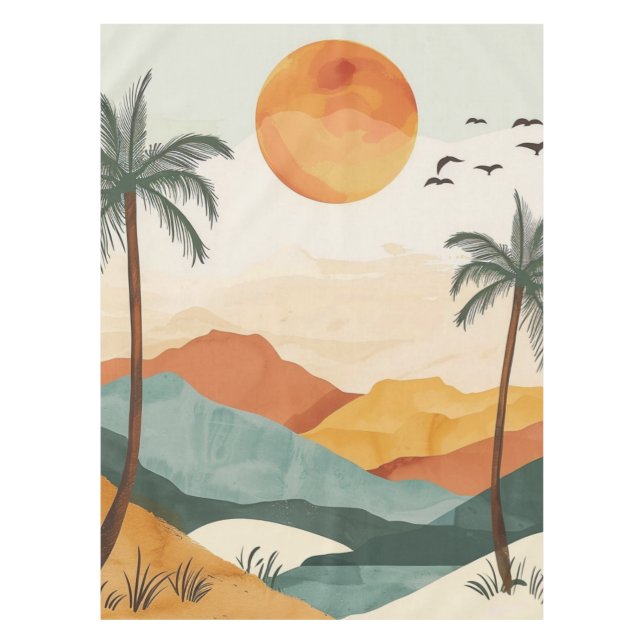 Boho Abstract Landscape (16) Tablecloth (Front)
