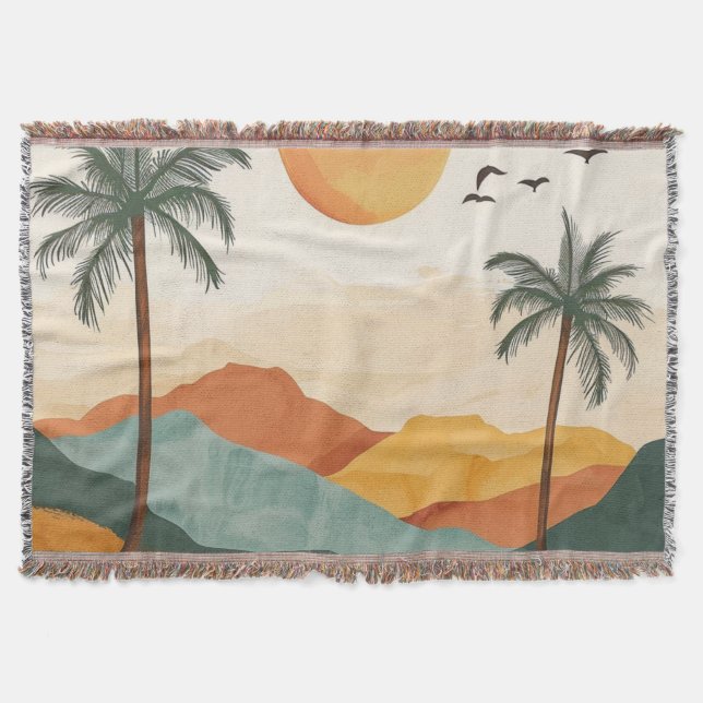 Boho Abstract Landscape (16) Throw Blanket (Front)