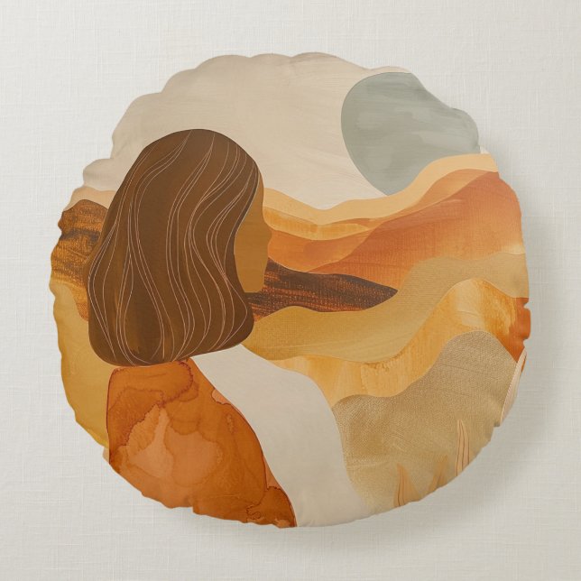 Boho Abstract Landscape (17) Round Pillow (Front)