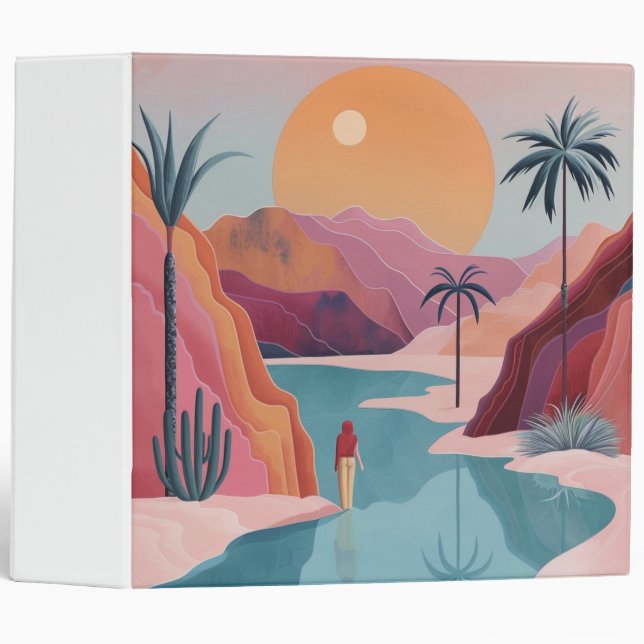 Boho Abstract Landscape (18) 3 Ring Binder (Front/Spine)