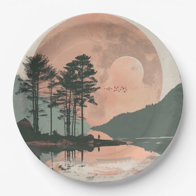 Boho Abstract Landscape (1) Paper Plates (Front)