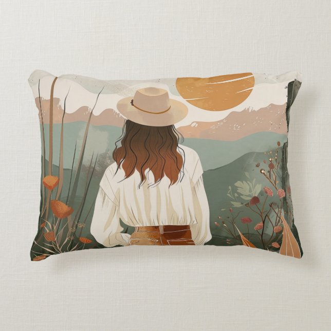 Boho Abstract Landscape (20) Accent Pillow (Front)