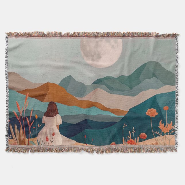 Boho Abstract Landscape (21) Throw Blanket (Front)