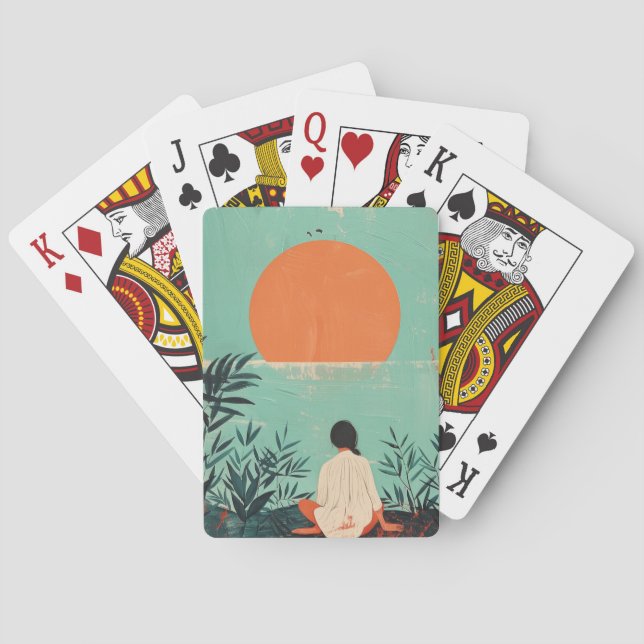 Boho Abstract Landscape (22) Poker Cards (Back)