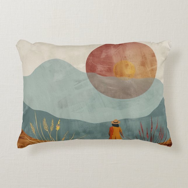 Boho Abstract Landscape (23) Accent Pillow (Front)