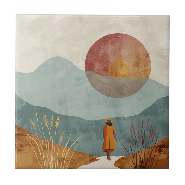 Boho Abstract Landscape (23) Ceramic Tile (Front)