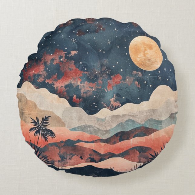 Boho Abstract Landscape (24) Round Pillow (Front)