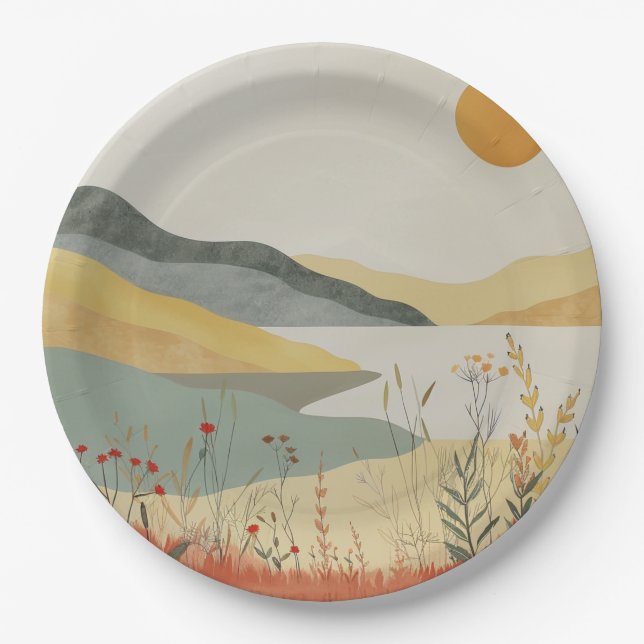 Boho Abstract Landscape (25) Paper Plates (Front)