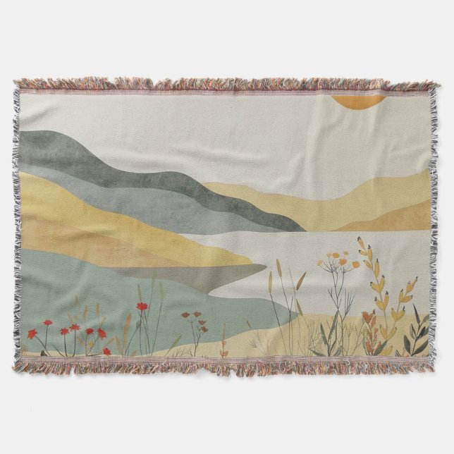 Boho Abstract Landscape (25) Throw Blanket (Front)