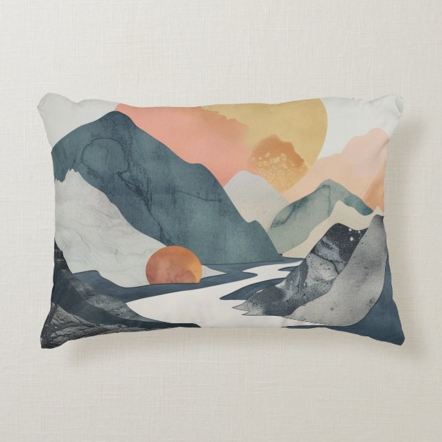 Boho Abstract Landscape (2) Accent Pillow (Front)