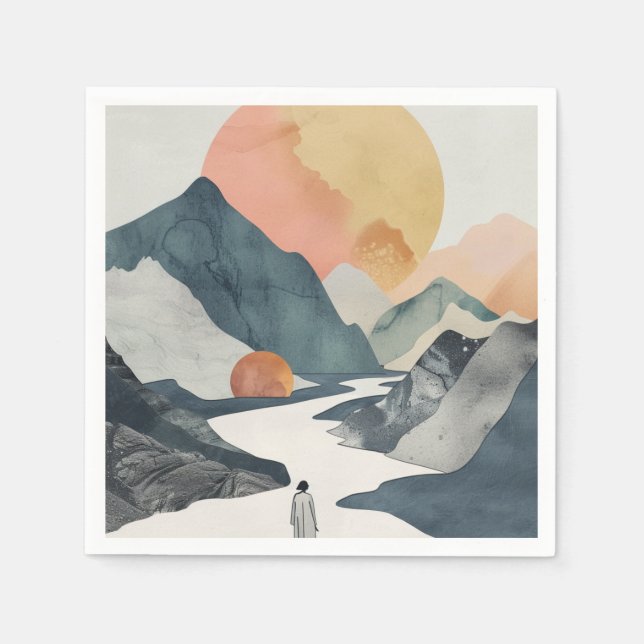 Boho Abstract Landscape (2) Napkins (Front)