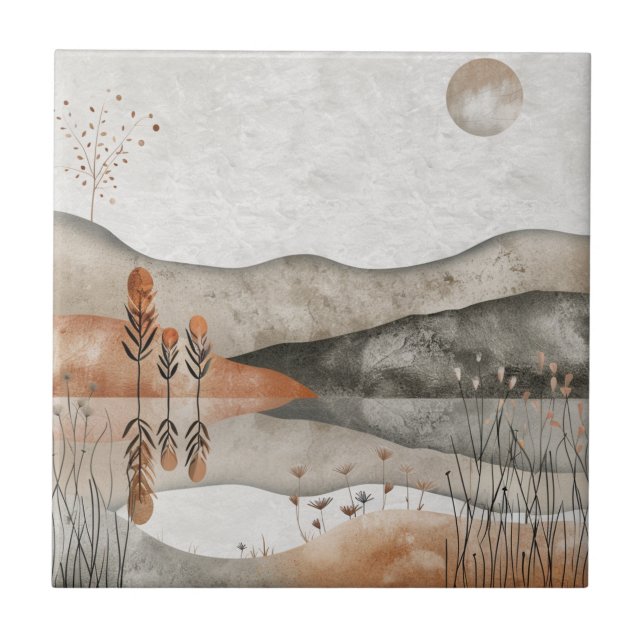 Boho Abstract Landscape (3) Ceramic Tile (Front)