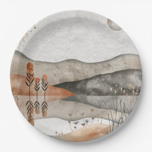 Boho Abstract Landscape (3) Paper Plates