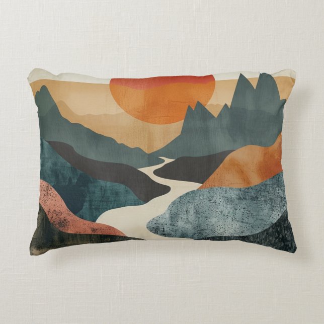 Boho Abstract Landscape (5) Accent Pillow (Front)