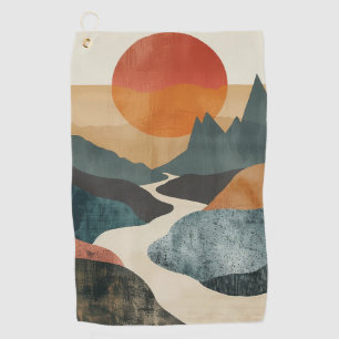 Boho Abstract Landscape (5) Golf Towel