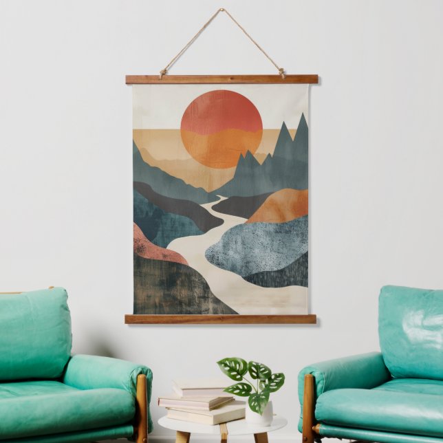 Boho Abstract Landscape (5) Hanging Tapestry (Living Room)