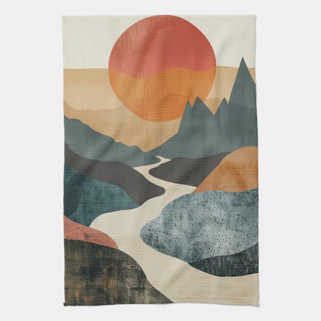 Boho Abstract Landscape (5) Kitchen Towel (Vertical)