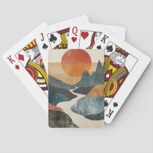 Boho Abstract Landscape (5) Poker Cards