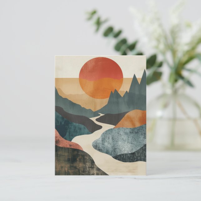 Boho Abstract Landscape (5) Postcard (Standing Front)