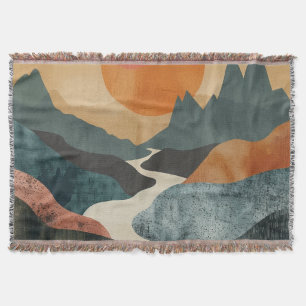 Boho Abstract Landscape (5) Throw Blanket