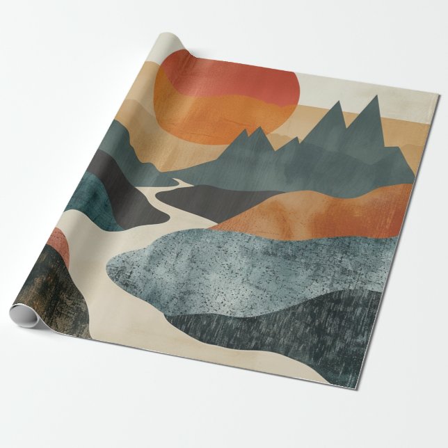 Boho Abstract Landscape (5) Wrapping Paper (Unrolled)