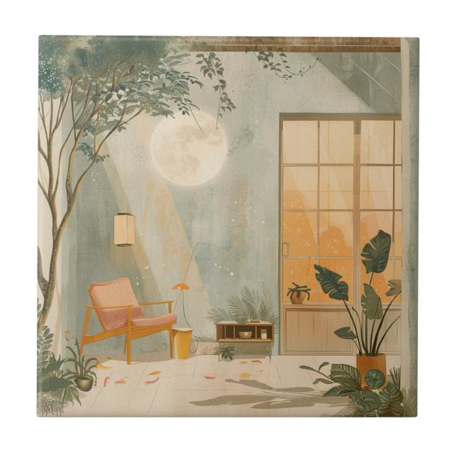 Boho Abstract Landscape (6) Ceramic Tile (Front)