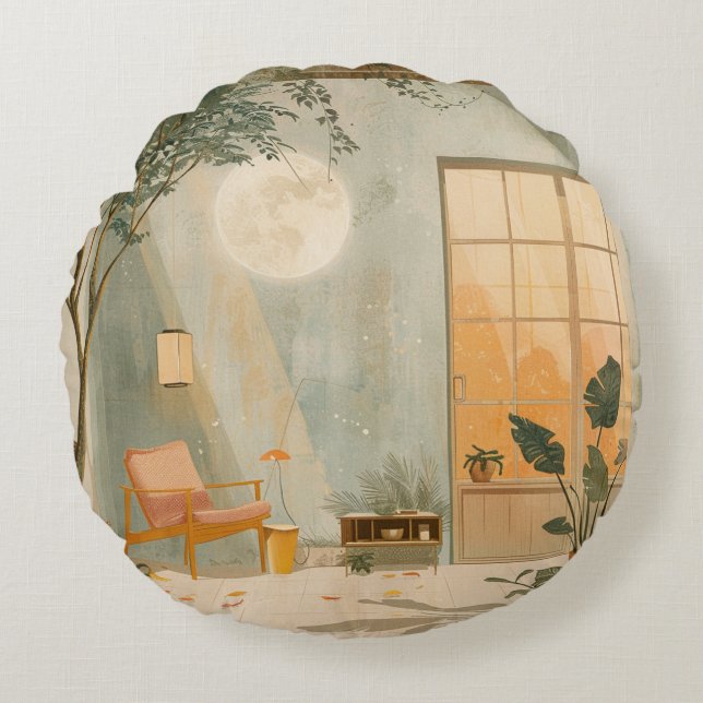 Boho Abstract Landscape (6) Round Pillow (Front)