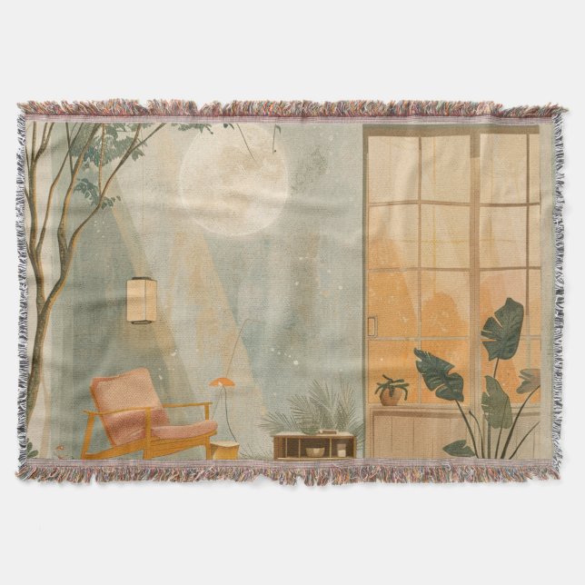Boho Abstract Landscape (6) Throw Blanket (Front)