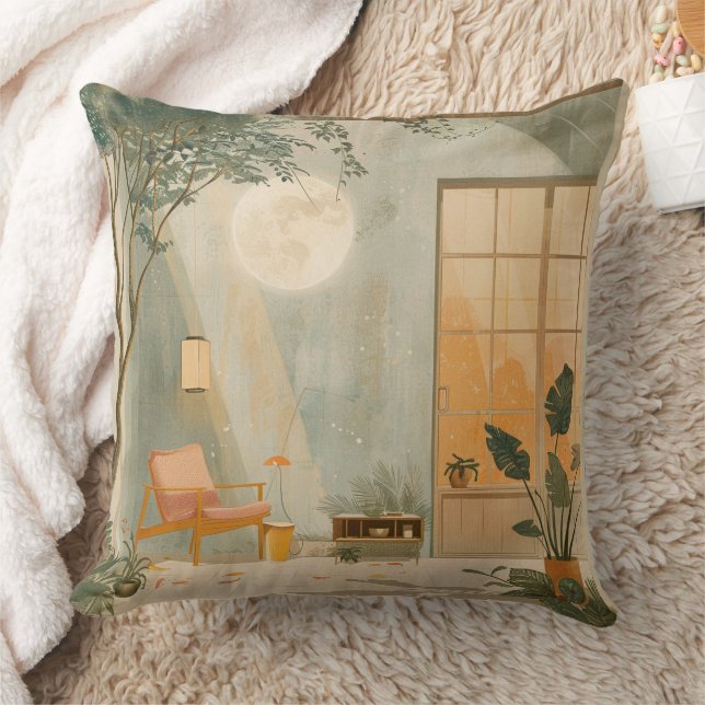 Boho Abstract Landscape (6) Throw Pillow (Blanket)