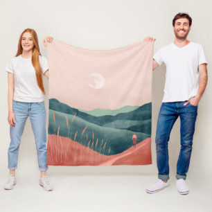 Boho Abstract Landscape (7) Fleece Blanket