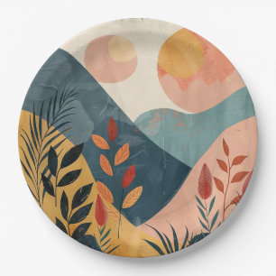Boho Abstract Landscape (8) Paper Plates