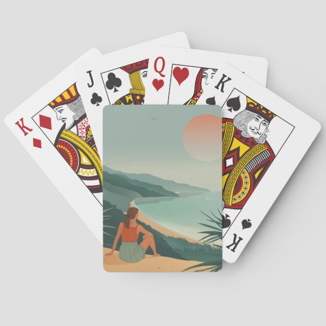 Boho Abstract Landscape (9) Poker Cards (Back)