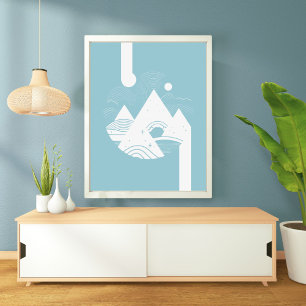 Boho Abstract Landscape Moon  Poster