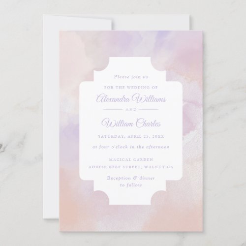 Boho Abstract Lavender Purple Watercolor Wedding Invitation