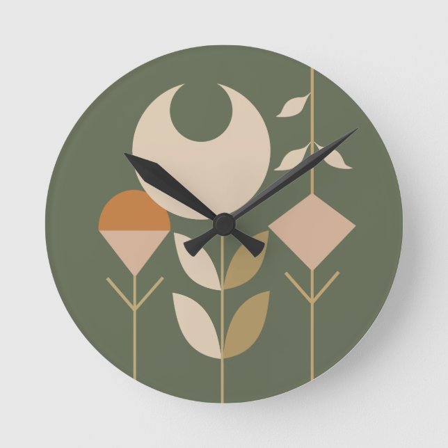 Boho Abstract Lily Round Clock (Front)