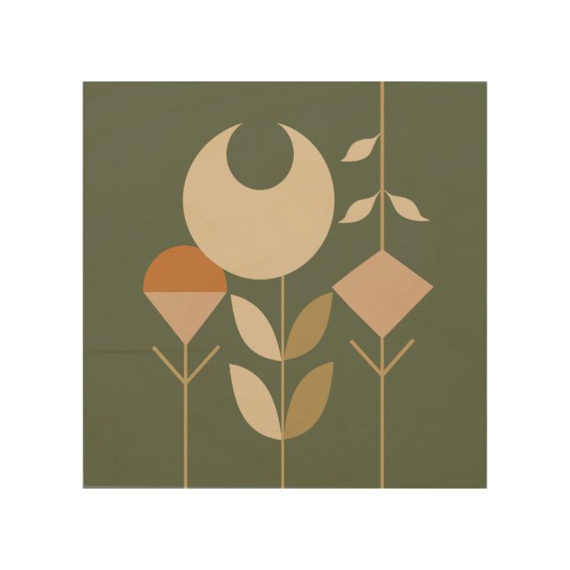 Boho Abstract Lily Wood Wall Art (Front)