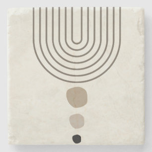 Boho Abstract Mid Century Modern   Stone Coaster
