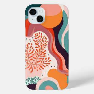 Boho Abstract Minimalist Shape Colorful iPhone 15 Plus Case