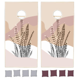 Boho Abstract Modern Succulent Cornhole Set