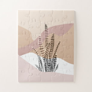 Boho Abstract Modern Succulent Jigsaw Puzzle