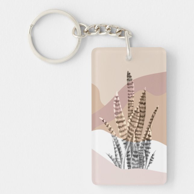 Boho Abstract Modern Succulent Keychain (Front)