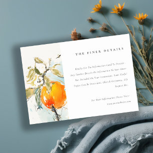 Boho Abstract Orange Garden Wedding Details Enclosure Card