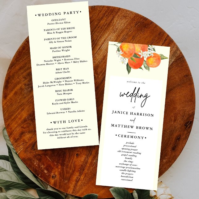 Boho Abstract Orange Garden Wedding Program (Creator Uploaded)
