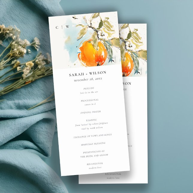 Boho Abstract Orange Garden Wedding Program (Creator Uploaded)