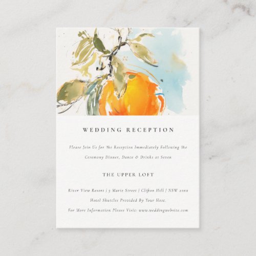 Boho Abstract Orange Garden Wedding Reception Enclosure Card