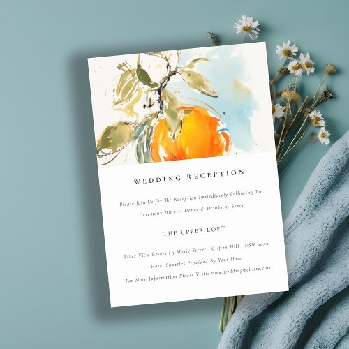 Boho Abstract Orange Garden Wedding Reception Enclosure Card