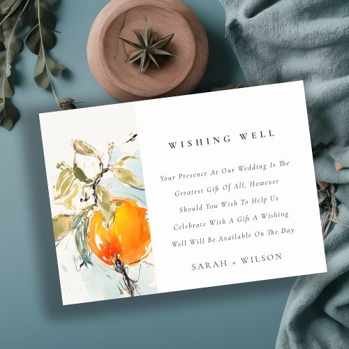 Boho Abstract Orange Wedding Wishing Well Enclosure Card