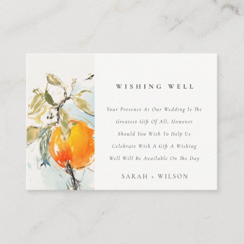 Boho Abstract Orange Wedding Wishing Well Enclosure Card
