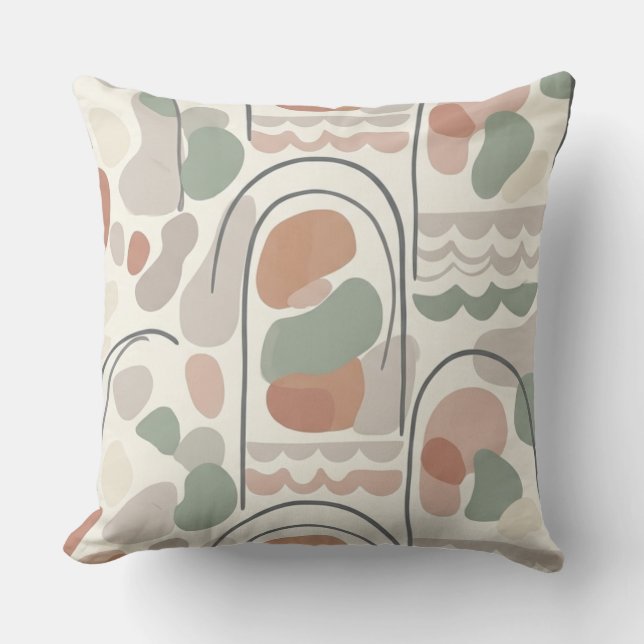 Boho Abstract Organic Shape Pillow - Earthy Terrac (Front)