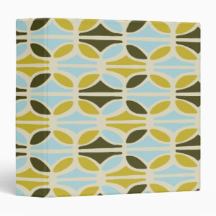Boho Abstract Pastel Shapes Pattern Green Blue  3 Ring Binder